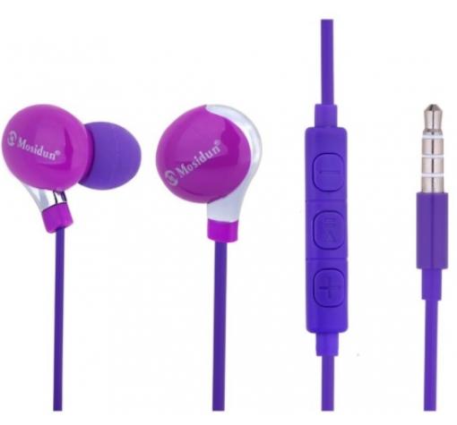 Стерео слушалки Mosidun Classic 3.5mm за смартфон - лилави