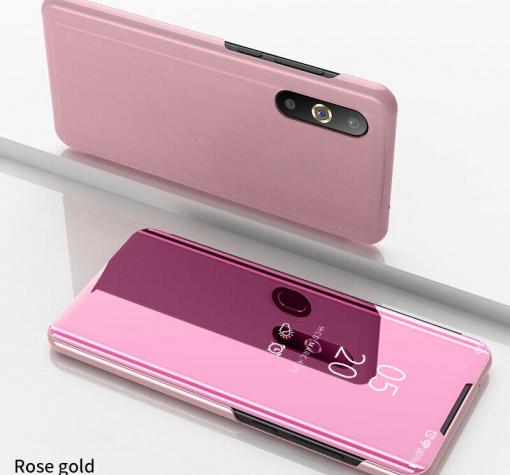 Луксозен калъф Clear View Cover с твърд гръб за Xiaomi Mi A3 - Rose Gold