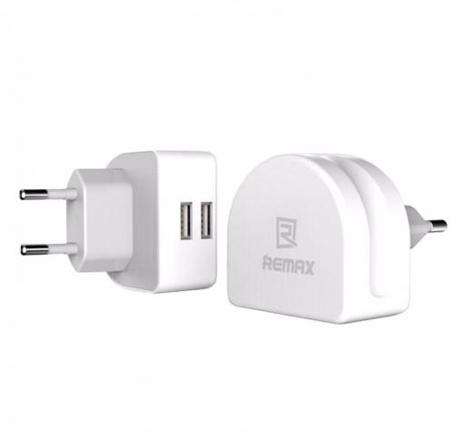 Универсално зарядно устройство REMAX RMT7188 с 2 USB порта 5V / 2.1A за Samsung, Xiaomi, Lenovo, Apple, LG, HTC, Sony, Nokia, Huawei, ZTE, BlackBerry и др. - бяло