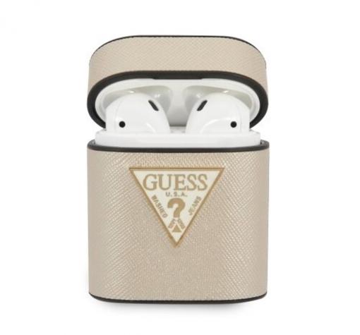Оригинален калъф Guess Saffiano за AirPods Pro слушалки - златист