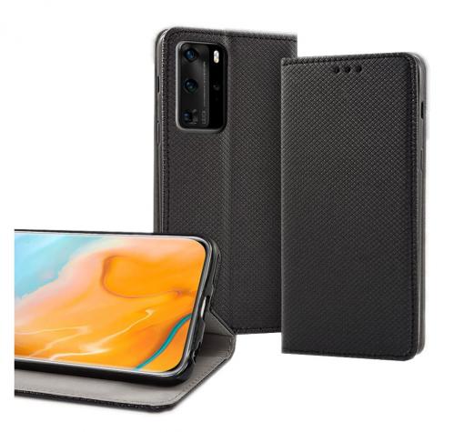 Кожен калъф Magnet Book със стойка за Moto G22 – черен