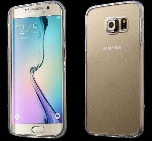 Твърд гръб / капак / със силиконов кант за Samsung S6 Edge G925 - прозрачен