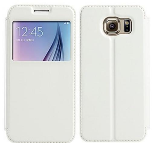Луксозен калъф Flip тефтер S-View със стойка KALAIDENG Sun Series за Samsung S6 Edge G925 - бял