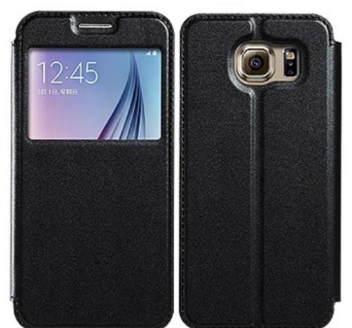 Луксозен калъф Flip тефтер S-View със стойка KALAIDENG Sun Series за Samsung S6 Edge G925 - черен