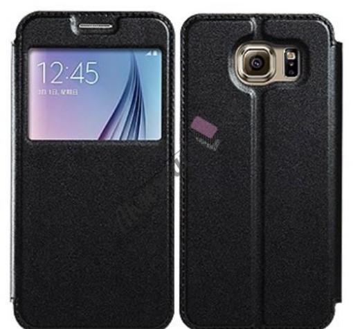 Луксозен калъф Flip тефтер S-View със стойка KALAIDENG Sun Series за Samsung S7 Edge G935 / Samsung S7 Edge - черен