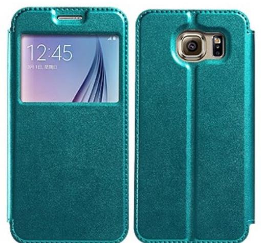 Луксозен калъф Flip тефтер S-View със стойка KALAIDENG Sun Series за Samsung S6 Edge G925 - зелен