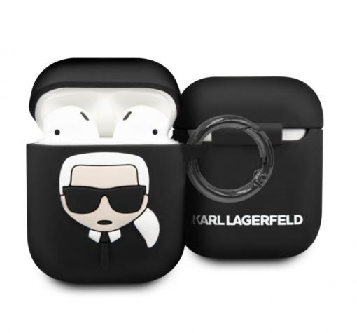 Оригинален силиконов калъф за AirPods 1/AirPods 2 Karl Legerfeld Case - черен