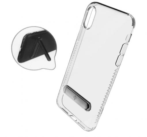 Луксозен силиконов калъф / гръб / TPU TOTU Design Keen Series със стойка за Apple iPhone X - прозрачен с тъмно сиво
