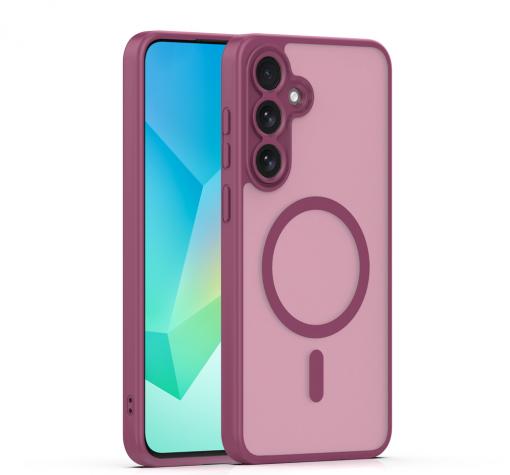 Луксозен гръб / кейс / Matte Case с безжично зареждане MagSafe за Samsung A16 / Samsung A17 / Samsung A26 - тъмнолилав