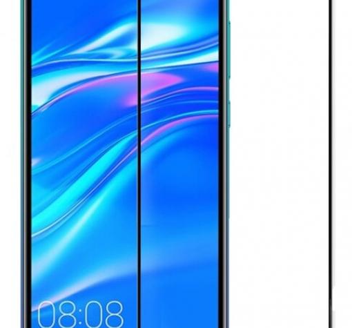 3D full cover Tempered glass screen protector Huawei Y7 2019 / Извит стъклен скрийн протектор Huawei Y7 2019 - черен