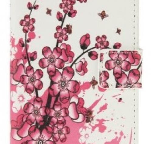 Кожен калъф Flip тефтер със стойка за Huawei Ascend P8 Lite / Huawei P8 Lite - Peach Blossom