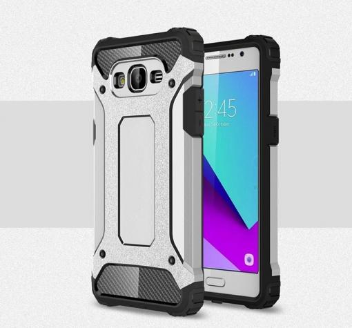 Силиконов гръб TPU Hybrid с твърда част за Samsung J3 / J3 2016 J320 - сребрист