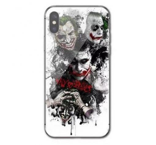 Луксозен стъклен твърд гръб за Huawei Y7 2019 - бял / Joker