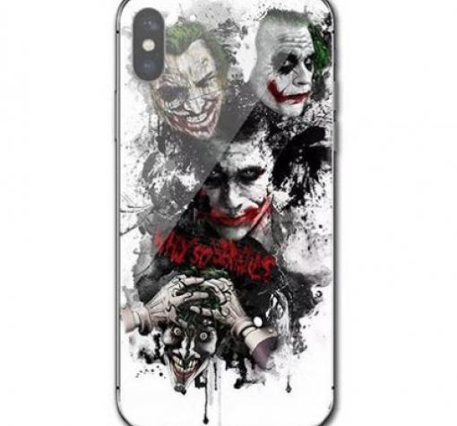 Луксозен стъклен твърд гръб за Apple iPhone 11 6.1" - бял / Joker Face