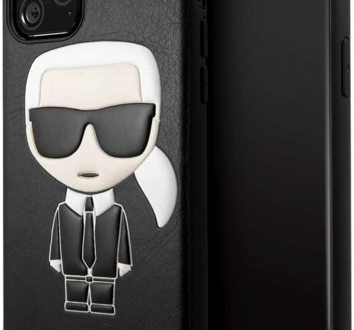 Оригинален кожен гръб Karl Lagerfeld за Apple iPhone 12 Pro Max 6.7" - черен / Karl Head