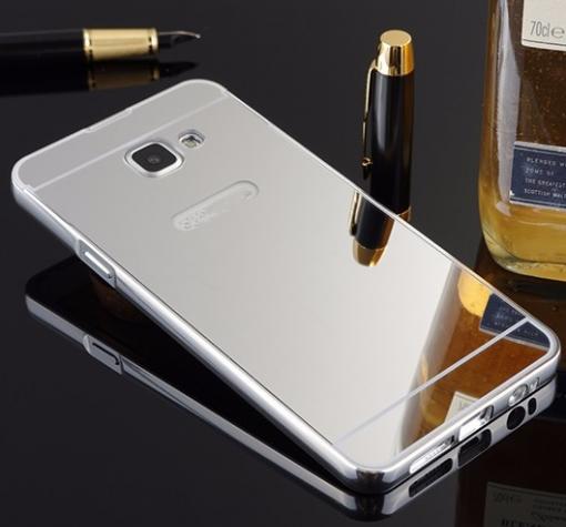 Луксозен алуминиев бъмпер с твърд гръб за Samsung A5 2016 A510 - огледален / сребрист