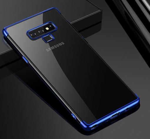 Луксозен силиконов калъф / гръб / TPU OUcase The Beauty Series за Samsung Note 9 - прозрачен / син кант