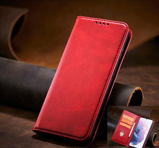 Кожен калъф Flip тефтер Magnetic Book със стойка за Honor 600 - червен