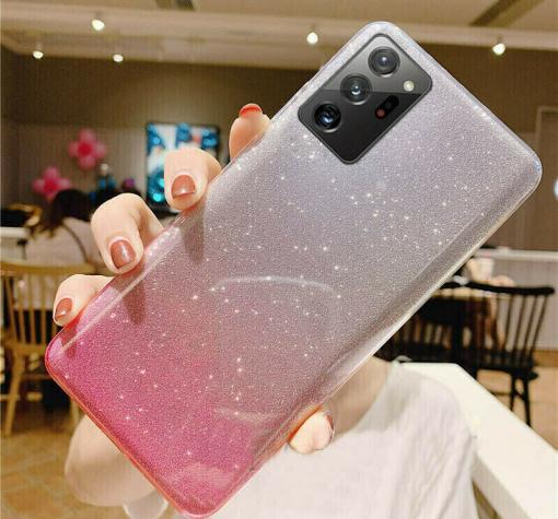 Силиконов калъф / гръб / TPU за Samsung S21 Plus - преливащ / сребристо и розово / брокат