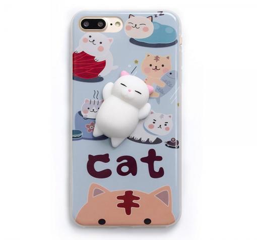 Луксозен силиконов калъф / гръб / TPU 4D Squishy за Apple iPhone 7 / iPhone 8 - син / Cat