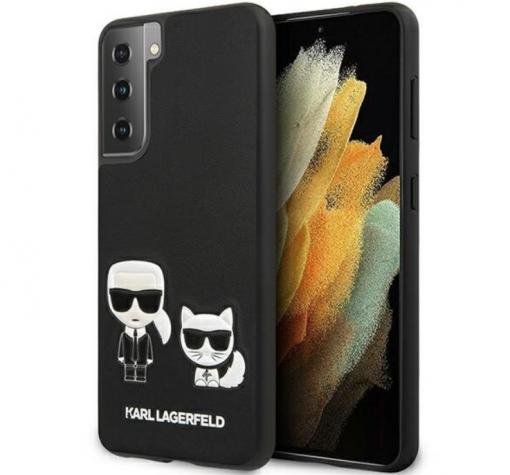 Оригинален кожен гръб Karl Lagerfeld за Samsung S21 Plus - черен
