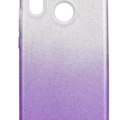Силиконов калъф / гръб / TPU за Apple iPhone X - преливащ / сребристо и лилаво / брокат