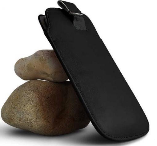 Кожен калъф с издърпване тип джоб за Nokia X Dual - черен