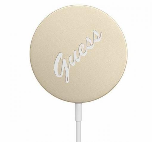 Оригинално wireless зарядно Guess MagSafe GUCBMSVSLG Charger 15W - златисто