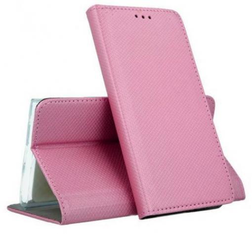 Кожен калъф Magnet Case със стойка за Samsung A12 – розов