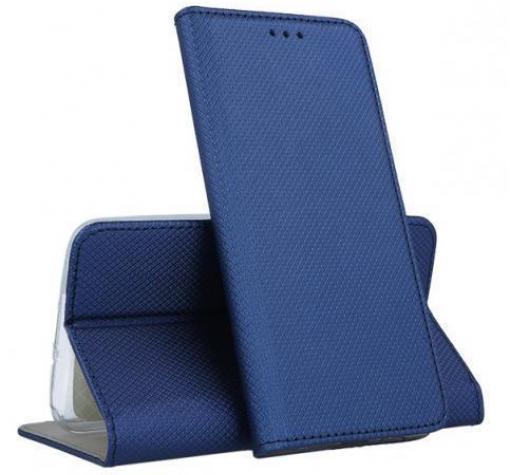 Кожен калъф Magnet Case със стойка за Samsung A20s – Син