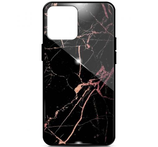 Луксозен гръб за Apple iPhone 12 /12 Pro 6.1'' - мрамор / черен с розово