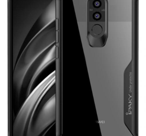 Луксозен твърд гръб със силиконов кант IPAKY за Huawei Mate 10 Lite - прозрачен / черен кант