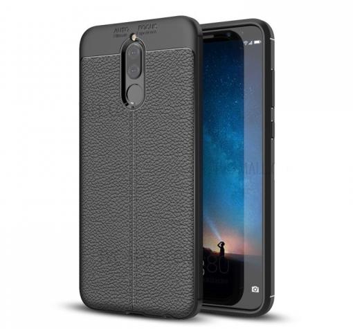 Луксозен силиконов калъф / гръб / TPU Auto Focus 360° + Nano Glass Protector за Huawei Mate 10 Lite - черен / имитиращ кожа / лице и гръб