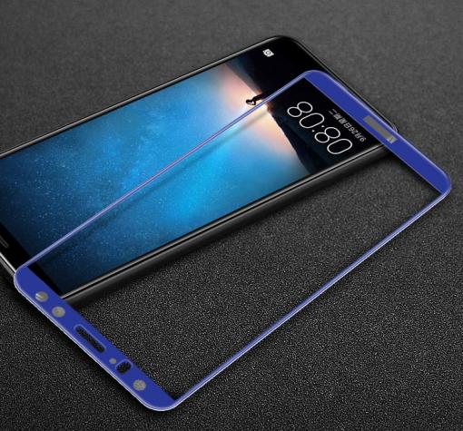 3D full cover Tempered glass Full Glue screen protector Huawei Mate 10 Lite / Извит стъклен скрийн протектор с лепило от вътрешната страна за Huawei Mate 10 Lite - син