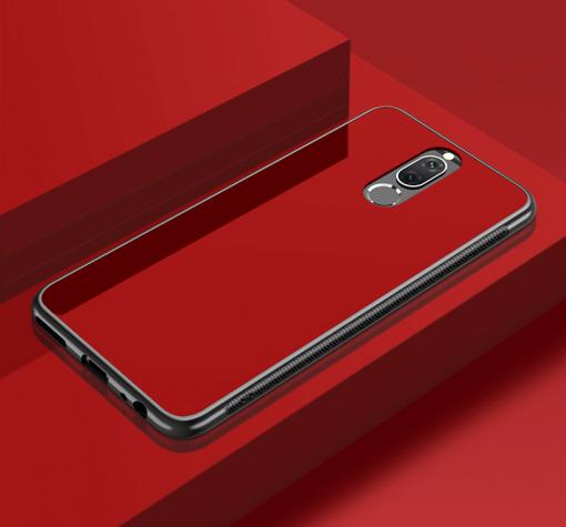 Луксозен стъклен твърд гръб за Huawei Mate 10 Lite - червен