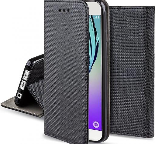 Кожен калъф Magnet Case със стойка за Samsung A9 A920F 2018 - черен