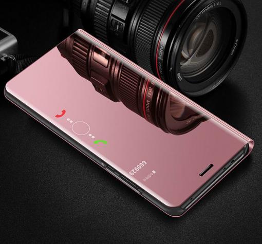 Луксозен калъф Clear View Cover с твърд гръб за Huawei Honor Play - Rose Gold