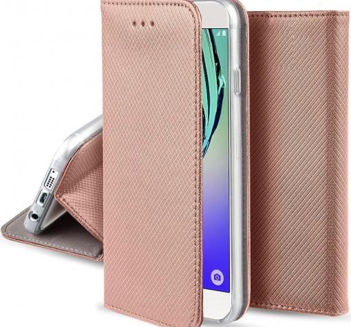 Кожен калъф Magnet Case със стойка за Samsung A7 2018 A750F - Rose Gold