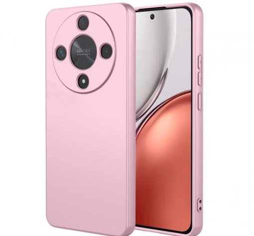 Силиконов калъф / гръб / за Honor Magic8 lite / Honor Magic 8 lite / Honor X9d / Honor X70 - розов кейс със защита за камерата