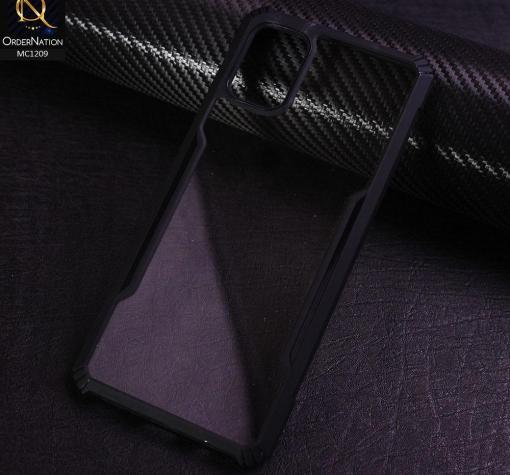 Луксозен твърд гръб Hybrid със силиконов кант за Samsung S20 - прозрачен / черен кант