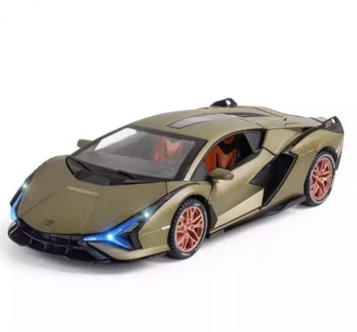 Метална кола с отварящи се врати капаци светлини и звуци Lamborghini Sian 1:24