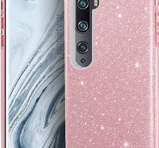 Силиконов калъф / гръб / TPU за Xiaomi Mi 10 / 10 Pro - розов / брокат