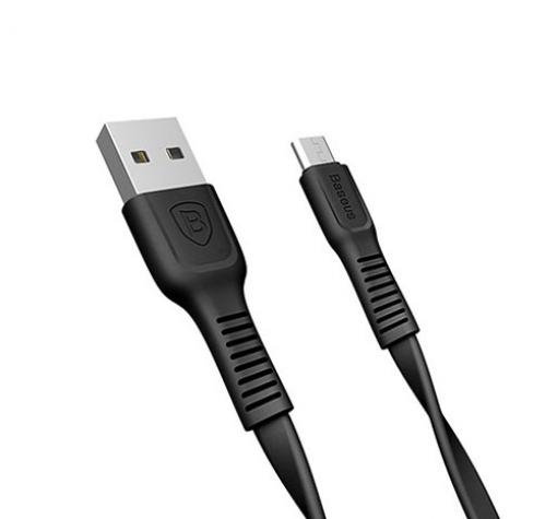 Оригинален Micro USB кабел BASEUS, TOUGH Series, 2A за зареждане и пренос на данни, 2в1, 1m, Samsung, Huawei, Sony, Xiaomi, Nokia, LG, Lenovo, HTC, Alcatel и др. черен