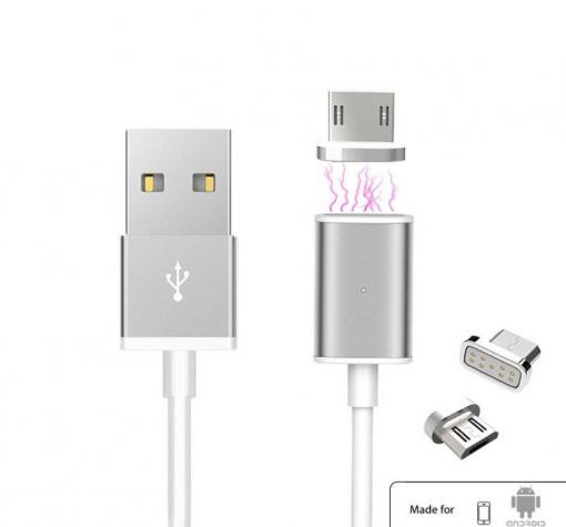 Магнитен USB кабел за Android - бял