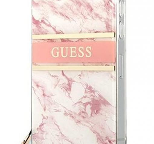 Оригинален гръб Guess Marble с връзка за Apple iPhone 13 6.1" - розов / мрамор