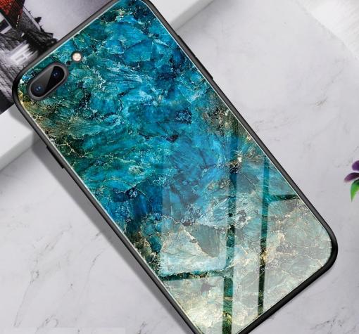 Луксозен стъклен твърд гръб за Apple iPhone 7 Plus / iPhone 8 Plus - син
