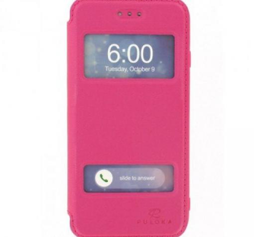 Кожен калъф Flip Cover S-View тип тефтер Puloka SS Case за Apple iPhone 6 4.7'' - цикламен със стойка