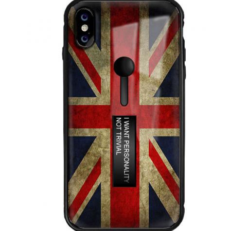 Луксозен гръб с подвижен пръстен/държач за Samsung A7 2018 A750F - Retro British Flag