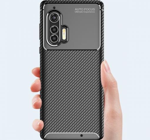 Луксозен силиконов калъф / гръб / TPU Auto Focus за Motorola Moto Edge Plus - черен / Carbon