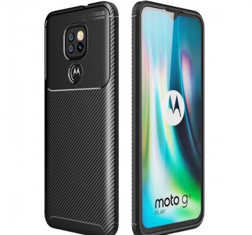 Луксозен силиконов калъф / гръб / TPU Auto Focus за Motorola Moto G9 Play - черен / Carbon